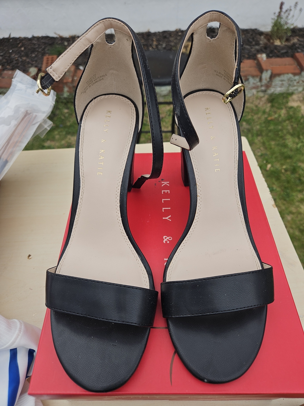 Kelly & Katie Black Open-Toe Ankle Strap Heels